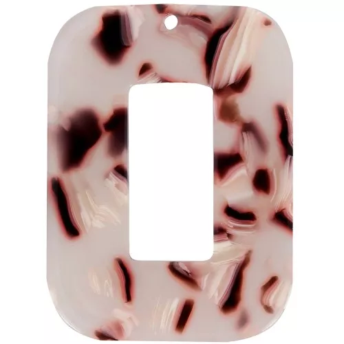 Colgante Rectángulo calado 0x30 mm Imitación tortuga - Marrón Claro Blanco Negro
