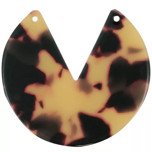 Colgante redondo 2 agujeros de acetato 43 mm - Escama de tortuga - Marrón - Negro x1