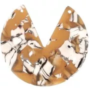 Colgante redondo 2 agujeros de acetato 43 mm - Escama de tortuga - Ocre - Blanco x1