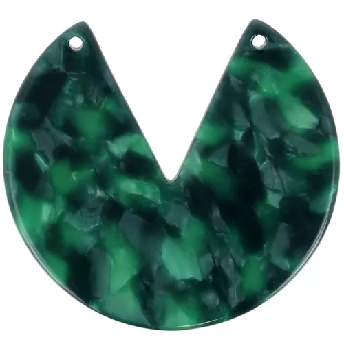 Colgante redondo 2 agujeros de acetato 43 mm - Escama de tortuga - Verde oscuro - Negro x1