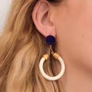 Entrepieza aros de pendientes de resina transparente 41 mm - Ecru x1