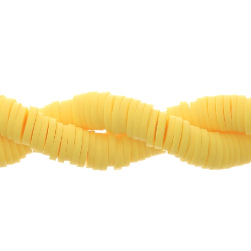 Arandelas Heishi de arcilla polimérica 6x1 mm Amarillo x40cm