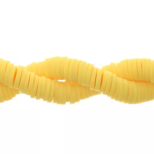 Cuentas arandalas Heishi de arcilla polimérica 6x1 mm - Amarillo x40cm
