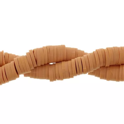 Cuentas arandalas Heishi de arcilla polimérica 6x1 mm - Caramelo x46cm
