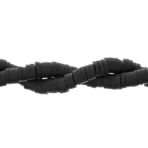 Cuentas arandalas Heishi de arcilla polimérica 4x1mm - Negro x45cm