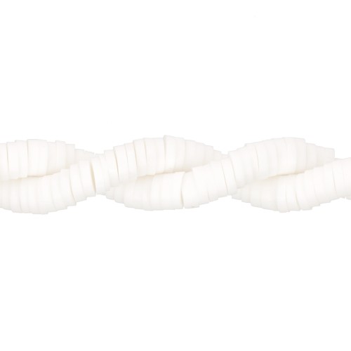 Cuentas arandalas Heishi de arcilla polimérica 4x1mm - Blanco x45cm