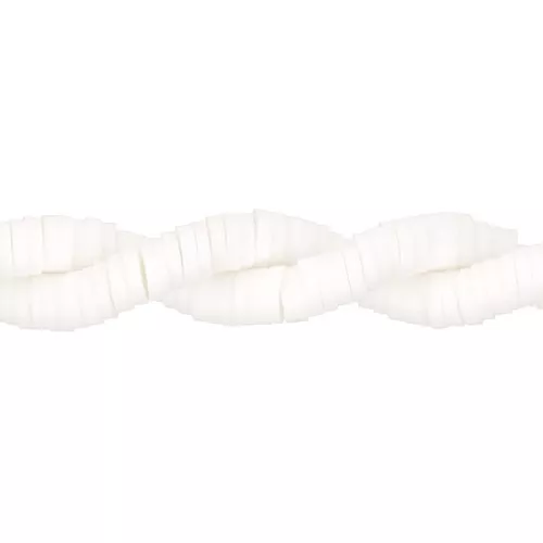 Cuentas arandalas Heishi de arcilla polimérica 4x1mm - Blanco x45cm