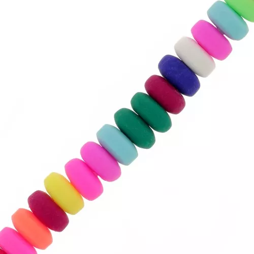 Cuentas arandalas Heishi de arcilla polimérica 6x3 mm - Multicolor x40cm