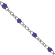 Cadena con cuentas de resina epoxi 2 mm - Acero inoxidable - Morado x1m