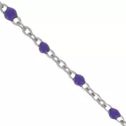 Cadena con cuentas de resina epoxi 2 mm - Acero inoxidable - Morado x1m