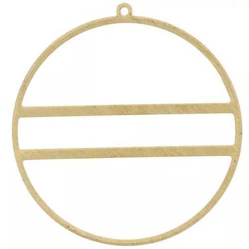 Colgante circular con dos barras horizontales - 43 mm - Latón sin tratar x1