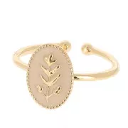 Anillo ovalado ajustable y motivo de hoja de resina epoxi - Dorado oro fino - Nude x1