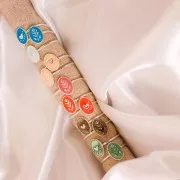 Anillo ovalado ajustable y motivo de corazón de resina epoxi - Chapado en plata fina - Nude