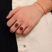 Anillo bolas diamantado - cabujón fondo planoo 14x10 mm Talla 54 a 58 - Plata 925