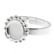 Anillo bolas diamantado - cabujón fondo plano 8 mm Tamaño 54 a 58 - Plata 925 x1|raw }}