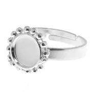 Anillo bolas diamantado - cabujón fondo plano 8 mm Tamaño 54 a 58 - Plata 925 x1