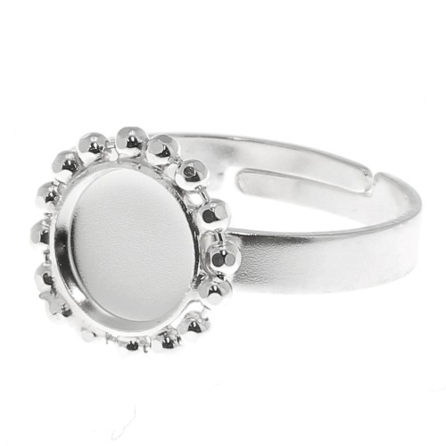 Anillo bolas diamantado - cabujón fondo plano 8 mm Tamaño 54 a 58 - Plata 925 x1