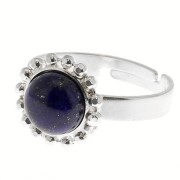 Anillo bolas diamantado - cabujón fondo plano 8 mm Tamaño 54 a 58 - Plata 925 x1
