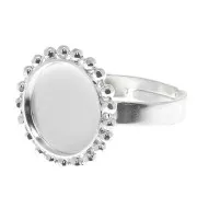 Anillo bolas diamantado - cabujón fondo plano 12 mm Tamaño 54 a 58 - Plata 925 x1