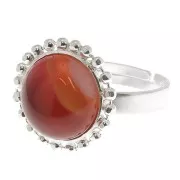 Anillo bolas diamantado - cabujón fondo plano 12 mm Tamaño 54 a 58 - Plata 925 x1