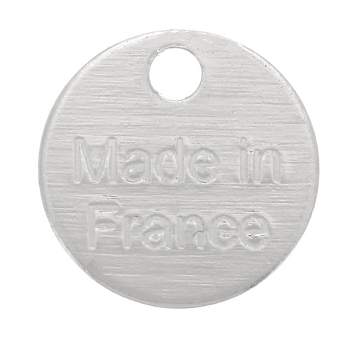 Colgantes de medalla 8 mm - Made in France - Chapado en plata fina x5