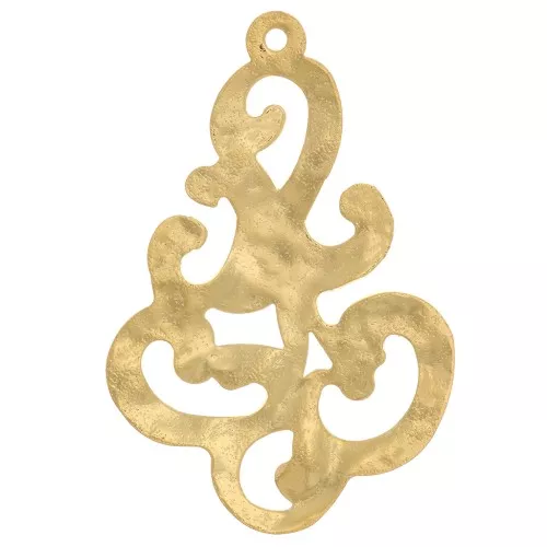 Colgante filigrana estampado martillado 36x24 mm - Dorado con oro fino x1