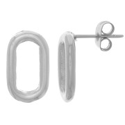 Pendiente design ovalado redondo 16x9 mm - Rodio x2|raw }}