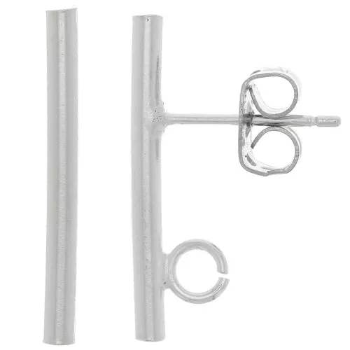 Pendientes de barra redonda 20x2 mm - anilla abierta - Plateado x2