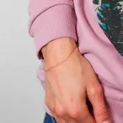 Pulsera con anillo de diamantes 60 mm - Muñeca pequeña - 3 micras chapado en oro x1