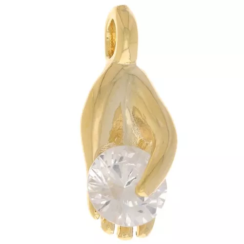 Charm de mano con  óxido de zirconio 14x5 mm - Dorado - Cristal x1