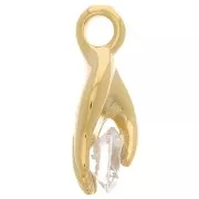 Charm de mano con  óxido de zirconio 14x5 mm - Dorado - Cristal x1
