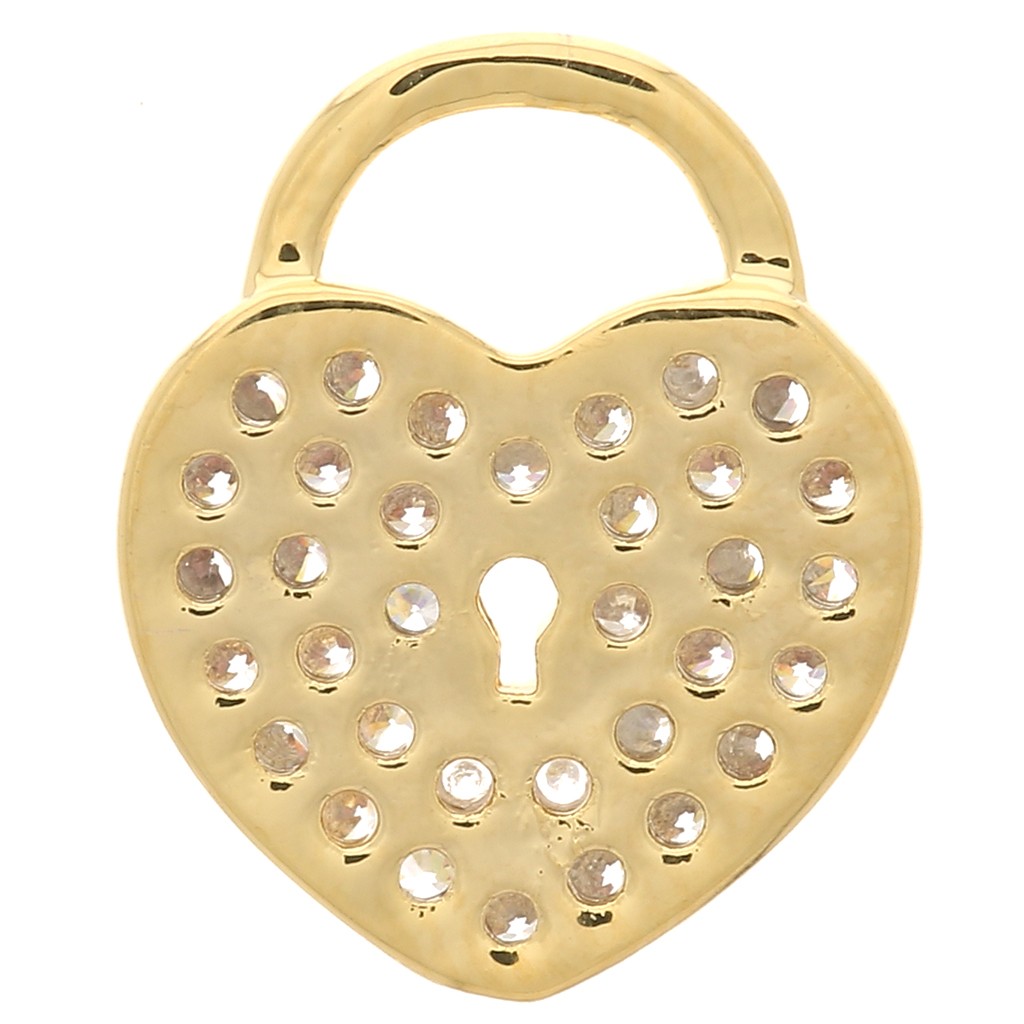 Charm candado corazón con óxido de 12x10 - Dorado - Cristal x1 - Perles & Co