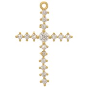 Colgante cruz 23.5x16.5mm con óxidos de circonio - Dorado con oro fino - Cristal x1