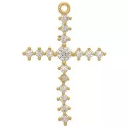 Colgante cruz 23.5x16.5mm con óxidos de circonio - Dorado con oro fino - Cristal x1