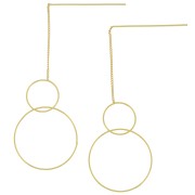 Pendientes de cadena curvada 83 mm - doble aro - Chapado en oro x2|raw }}
