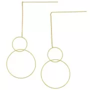 Pendientes de cadena curvada 83 mm - doble aro - Chapado en oro x2