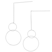 Pendientes de cadena - doble círculo - Chapado en plata fina|raw }}