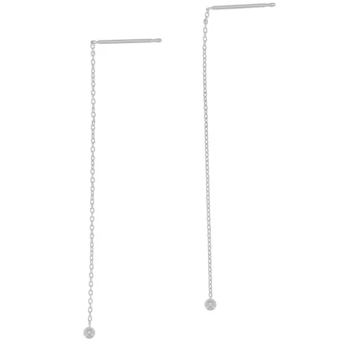 Pendientes Forçat 57 mm con bola pequeña - Plateado