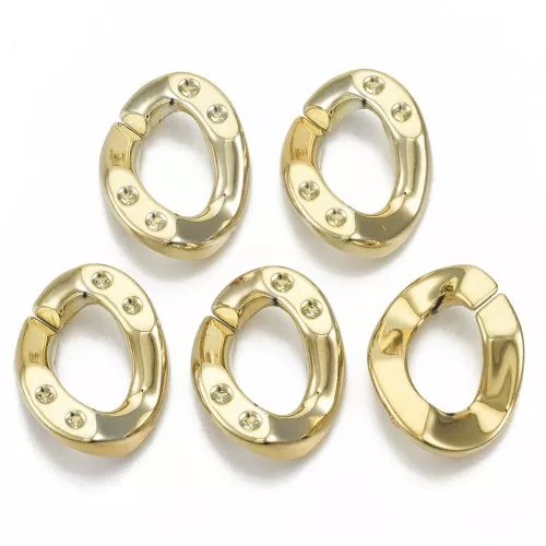 Eslabón Acrílico Ovalado Retorcido 26x21 mm para Cabujón 1088 1.8 mm - Oro x1