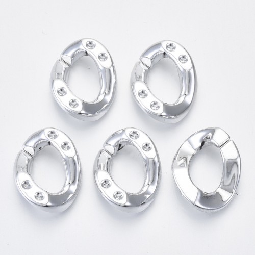 Eslabón acrílico ovalado retorcido 26x21 mm para cabujón 1088 1,8 mm - Plateado x1