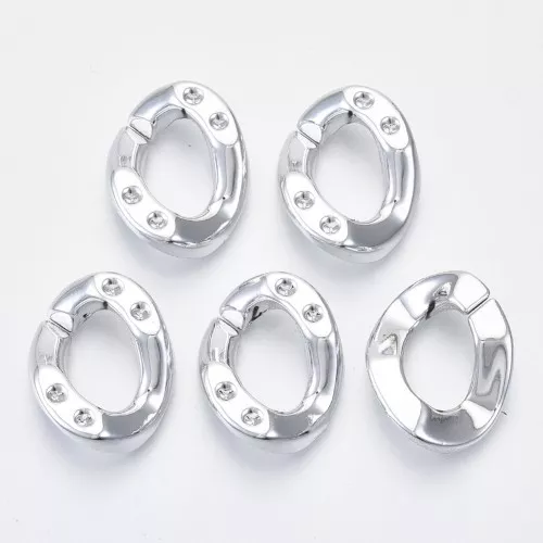 Eslabón acrílico ovalado retorcido 26x21 mm para cabujón 1088 1,8 mm - Plateado x1
