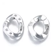 Eslabón acrílico ovalado retorcido 26x21 mm para cabujón 1088 1,8 mm - Plateado x1