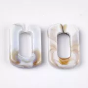 Eslabón rectangular de acrílico 30x20 mm - Beige jaspeado - Marrón x1