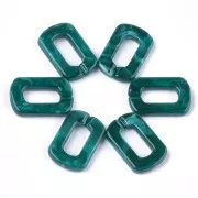 Eslabón rectangular acrílico 30x20 mm - Marbré Bleu carnard - Blanc x1