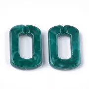 Eslabón rectangular acrílico 30x20 mm - Marbré Bleu carnard - Blanc x1