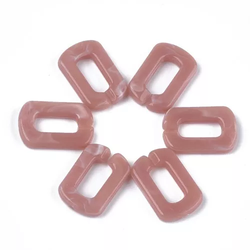 Eslabón rectangular acrílico 30x20 mm - Marbré Vieux rose - Blanc x1