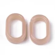 Eslabón acrílico ovalado 18,5x11,5 mm - Rosa viejo jaspeado - Blanco x1