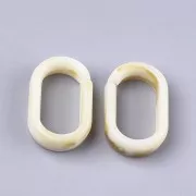 Eslabón acrílico ovalado 18,5x11,5 mm - Beige jaspeado - Marrón x1