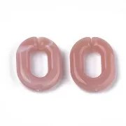 Eslabón acrílico ovalado 24x18 mm - Marbré Vieux rose - Blanc x1