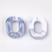 Eslabón ovalado acrílico 24x18 mm - Marbré Blanc - Gris x1